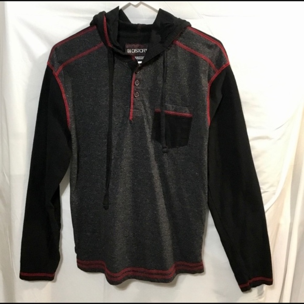 Distortion Gray Black Red Hoodie Shirt